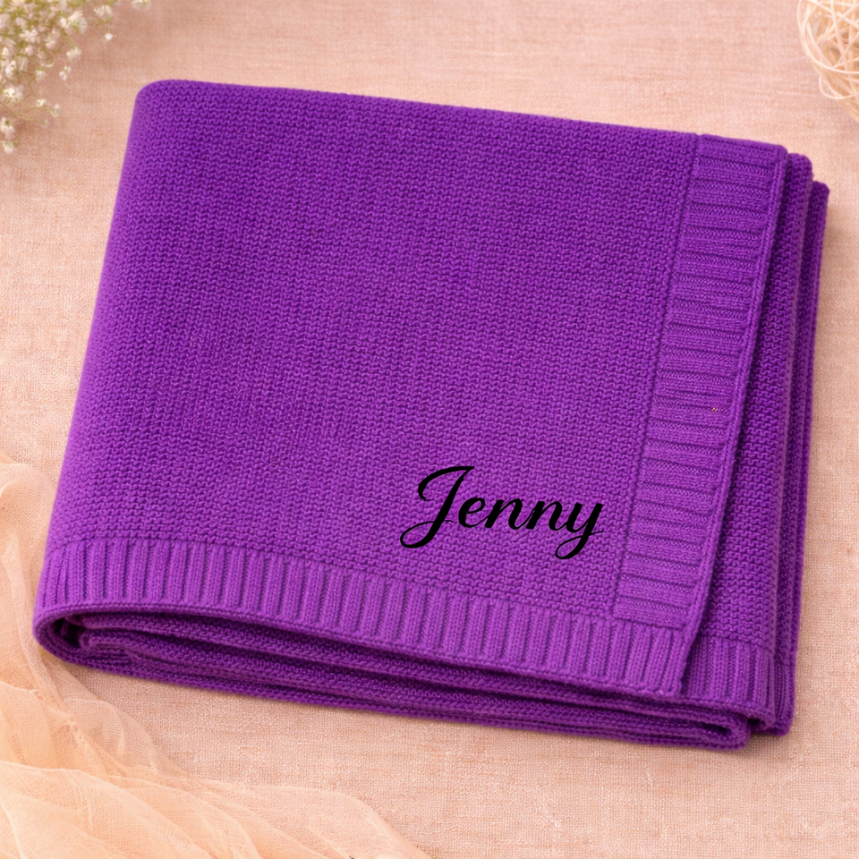 Personalized Baby Blanket – Zacht & Uniek – Katoenen Gepersonaliseerd Geborduurde Deken