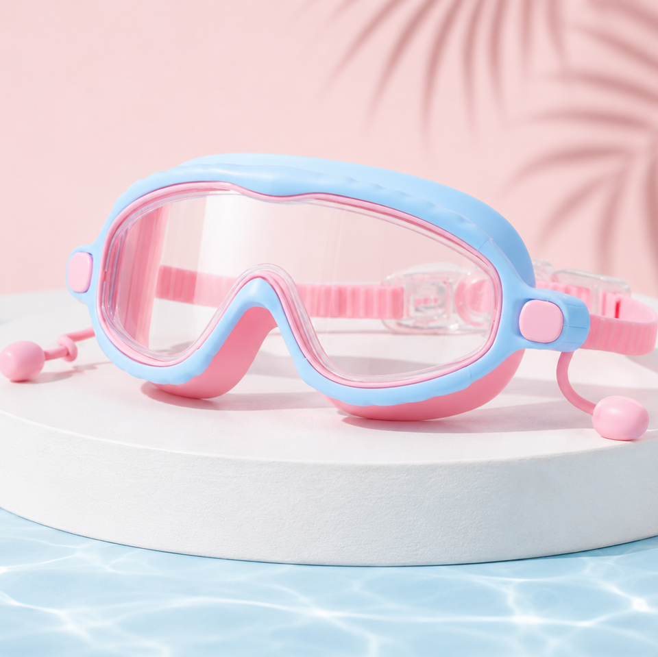 AquaVision – Verstelbare anticondens- en UV-bescherming – Siliconen zwembril met oordoppen