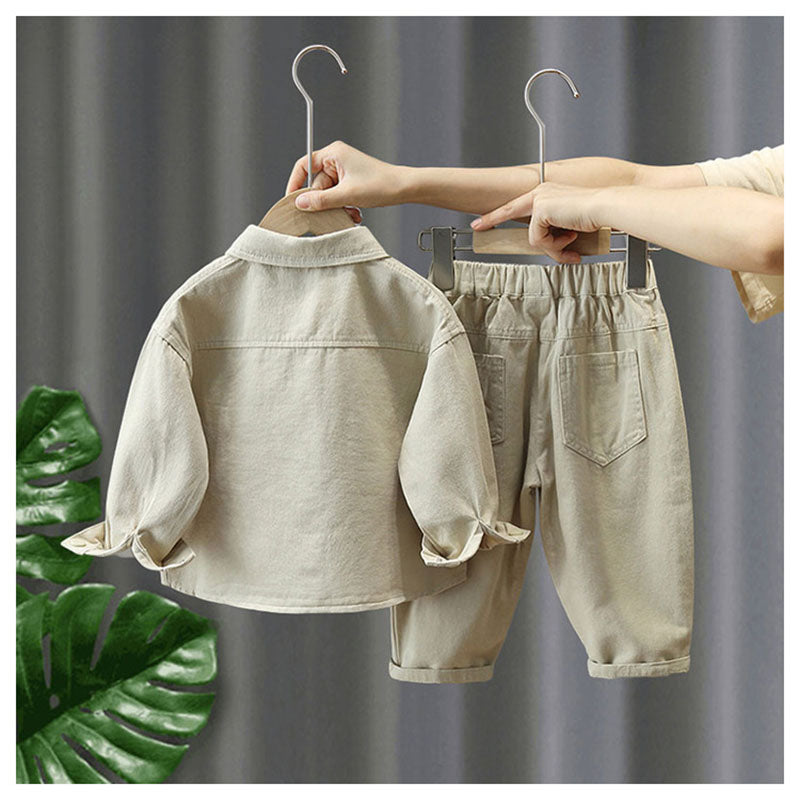 LittleExplorer – Comfortabel & Stoer – Kinderbroek & Overhemd Set