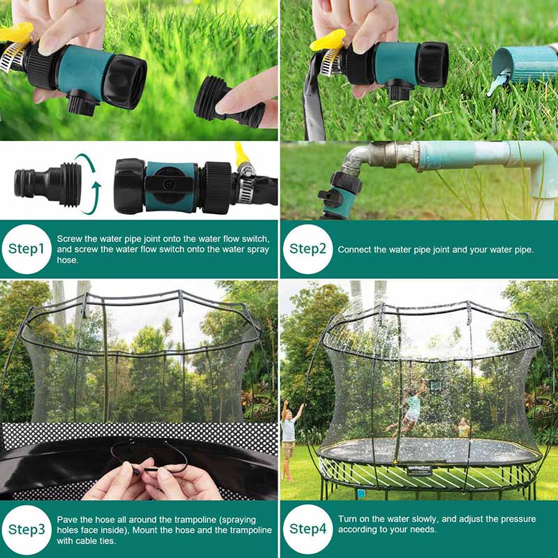 Trampoline Sprinklers™ - Waterpret op de trampoline - Watersproeier