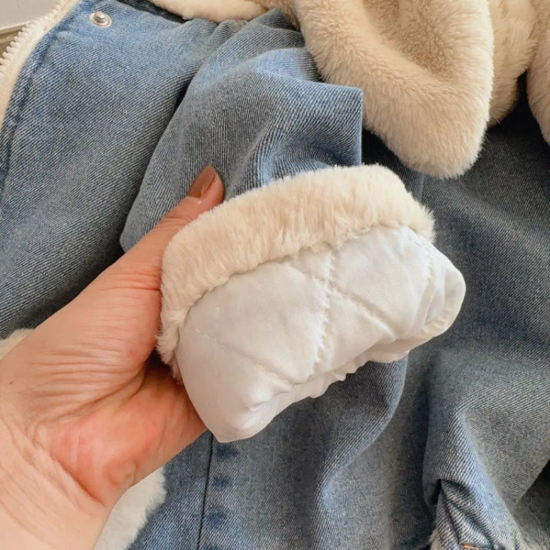 Girls Bunny Denim Coat – Warm & Comfort – Kinder Jas