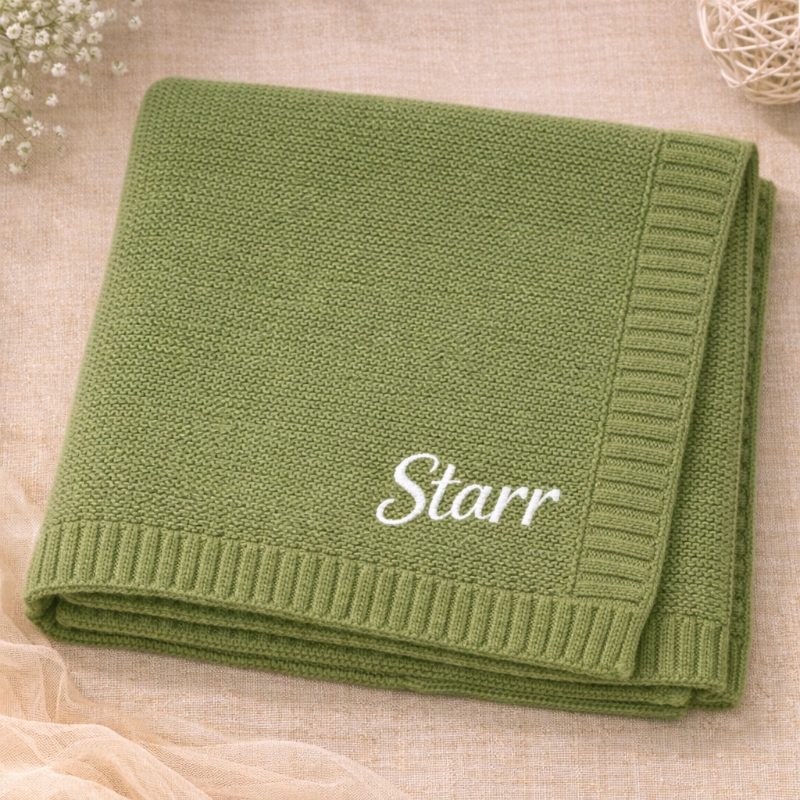 Personalized Baby Blanket – Zacht & Uniek – Katoenen Gepersonaliseerd Geborduurde Deken
