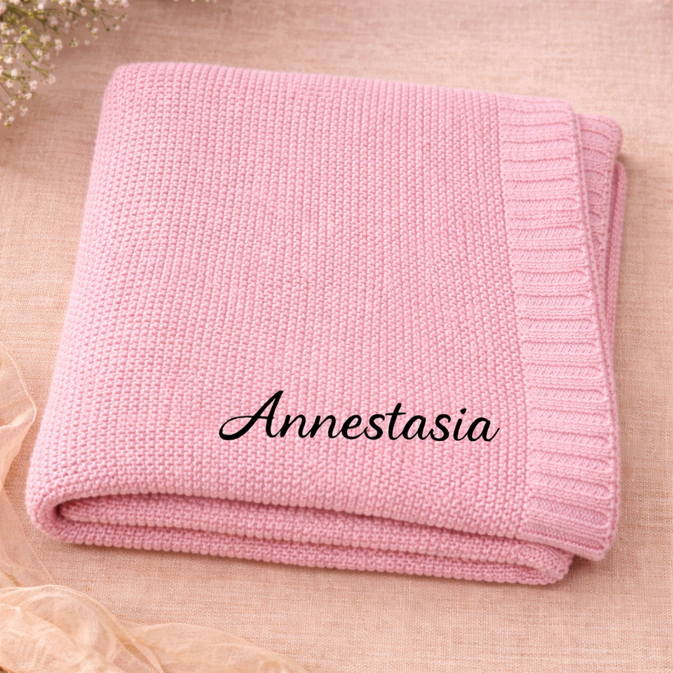 Personalized Baby Blanket – Zacht & Uniek – Katoenen Gepersonaliseerd Geborduurde Deken