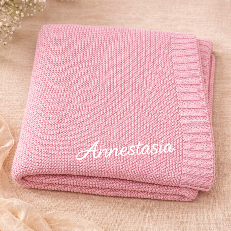 Personalized Baby Blanket – Zacht & Uniek – Katoenen Gepersonaliseerd Geborduurde Deken