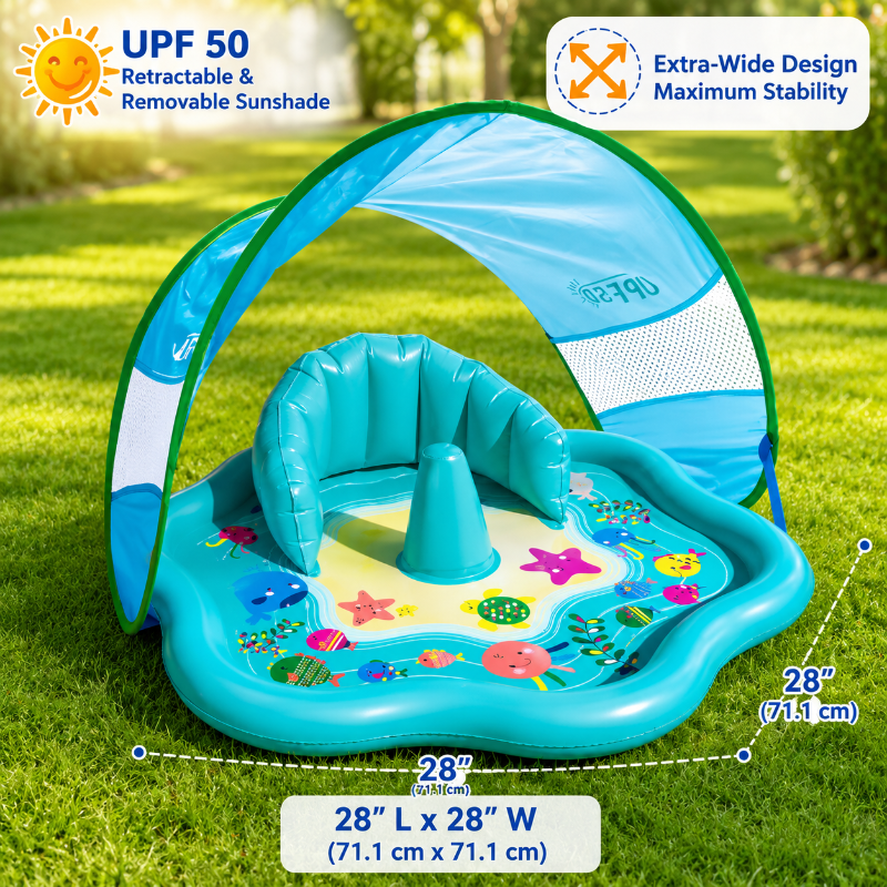 SplashPlay – Veilig & Leuk – Baby Zwembad met Zonnescherm