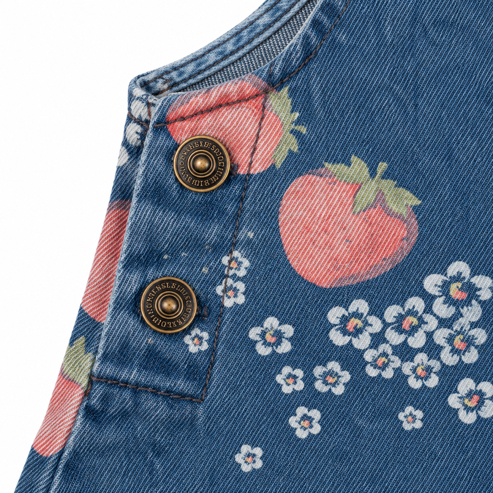 DenimCharm – Vrolijk & Comfortabel – Kinder Tuinbroek met Speelse Print