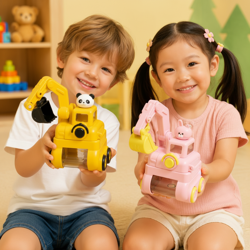TinyExcavators – Uniek & Functioneel – Graafmachine Waterfles met Rietje