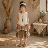 TinyTrends – Boho Chic & Schattig – Gehaakte Top met Geruite Rok
