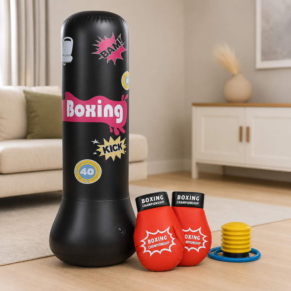 BopBag – Leuk & Actief – Opblaasbare Bokszak met handschoenen