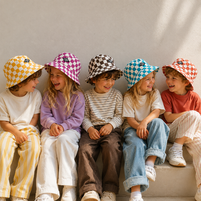 Bucket Hat – Schattig & Beschermend – Kinder Hoed Geruit