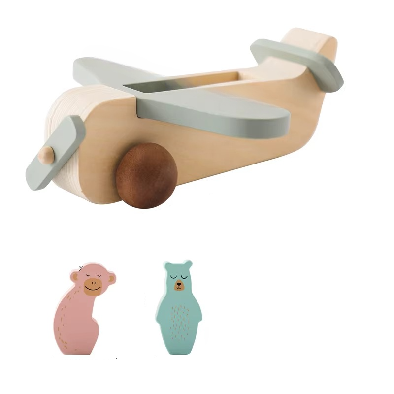 Woods™ - Bevorder Creativiteit & Motoriek - Houten Montessori Vliegtuig Speelgoed