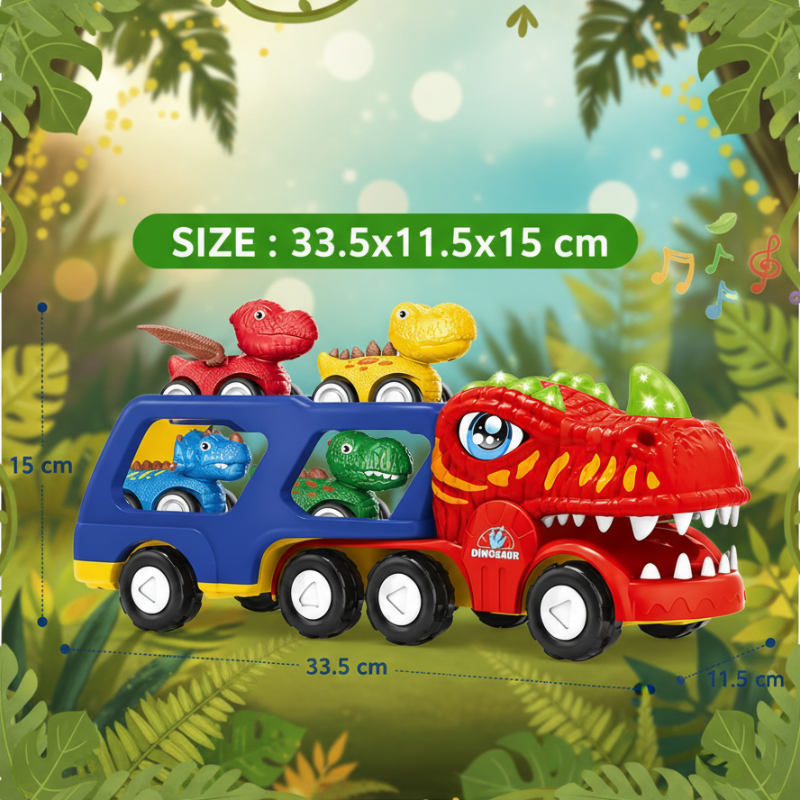 DinoDrive – Creatief & Avontuurlijk – 5-in-1 Vrachtwagen Speelset