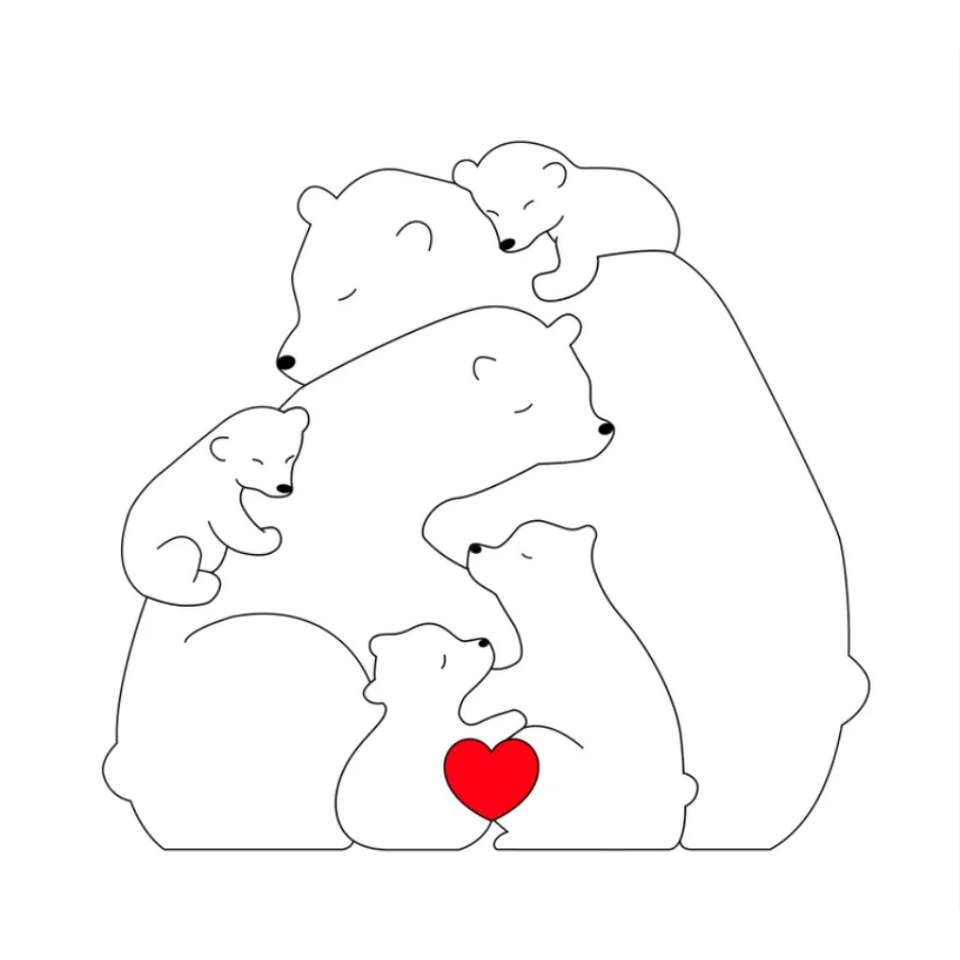 Family Puzzle™ – Gepersonaliseerd Moederdag Cadeau met Berenfamilie