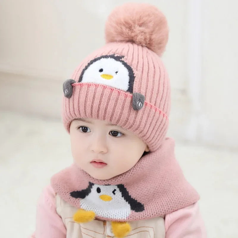 Mini Fashion™ - Schattig Pinguin Design - Kinder Muts & Sjaal