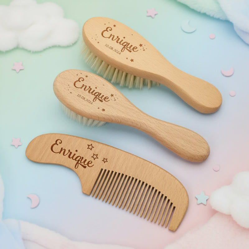 Personalized Hairbrush – Zacht & Uniek – Gepersonaliseerde Baby Haarborstel Set
