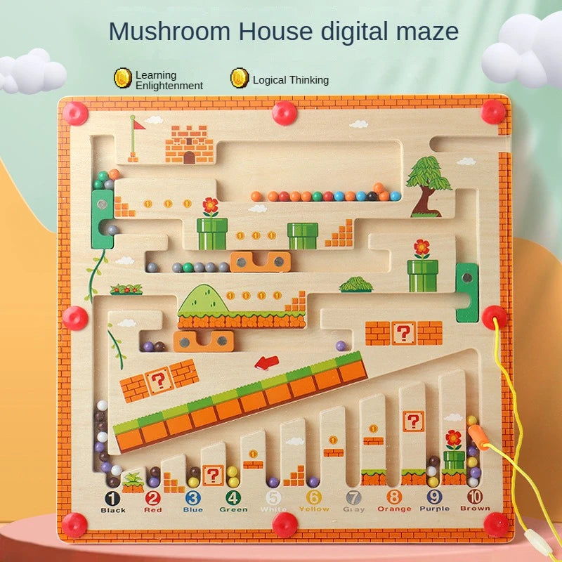 Magnetic Maze™ - Kleurrijk Telplezier - Houten Magnetische Puzzel