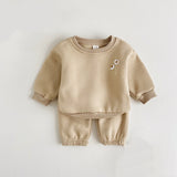 Mini Fashion™ - Warm & Comfortabel - Trainingspak met Bloemenborduursel