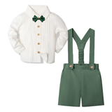 LittleDandy – Klassiek & Elegant – Katoenen Shorts met Bretels, Strikje & Overhemd