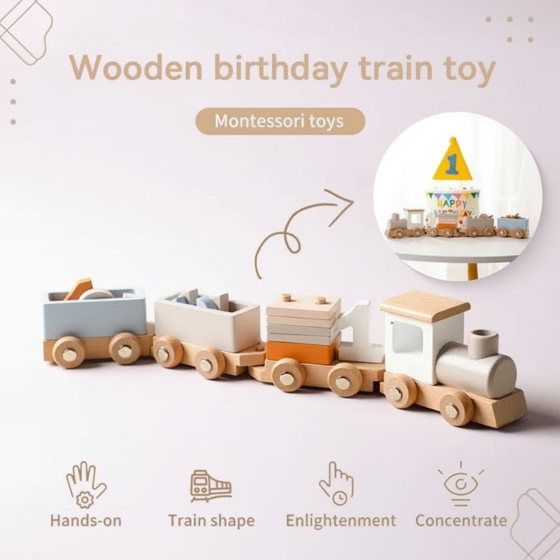 TrainCount –  Klassiek & Educatief – Houten Montessori Trein