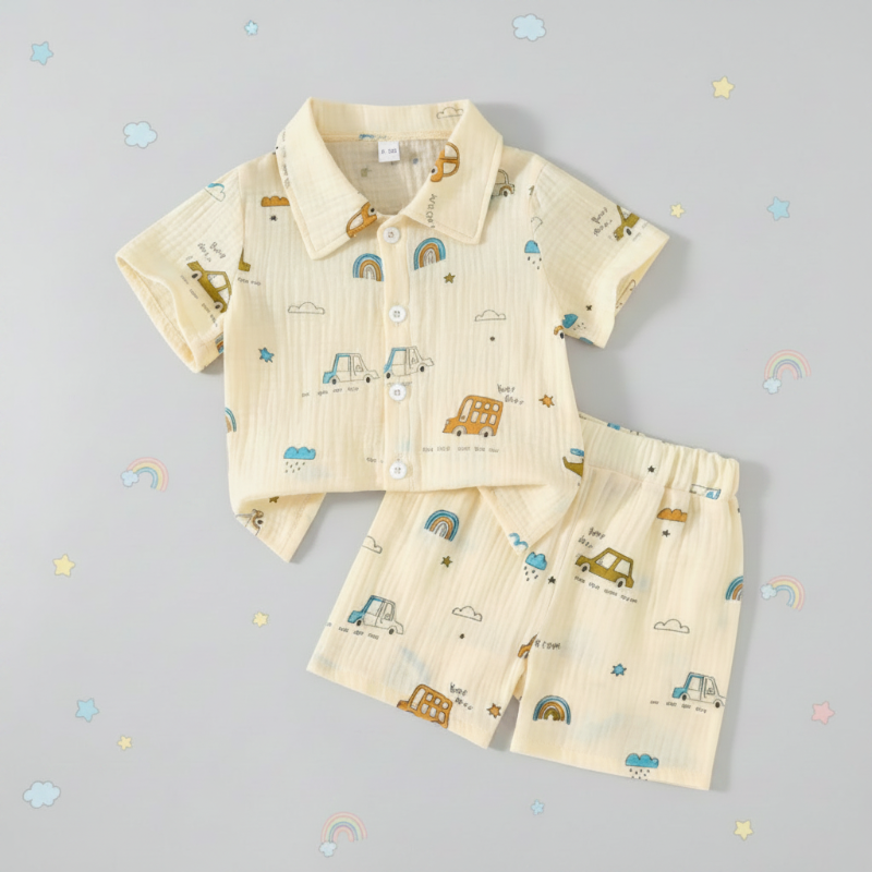 Dinosaur & Car Print Outfit – Stoer & Speels – Zomer Kleding Set