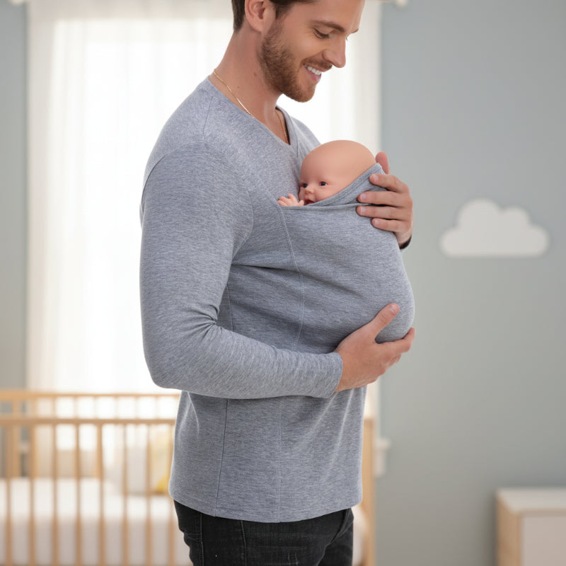 Kangaroo Pocket Shirt – Comfort & Handig – T-shirt Babydrager voor mannen