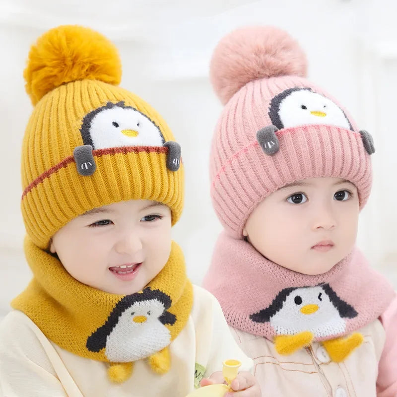Mini Fashion™ - Schattig Pinguin Design - Kinder Muts & Sjaal