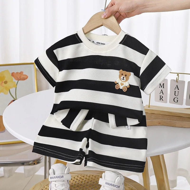 Mini Fashion™ - Streepjespret - Katoenen Kledingsetje