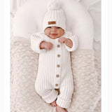 Mini fashion™ - Zachte 'Knitted' Katoenen Stof - Gebreide Romper