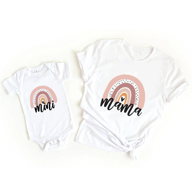 Mini Fashion™ - Mama & Dochter - Matchende Shirt & Romper