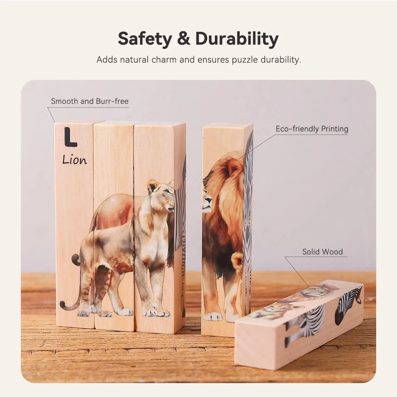 ZooStack – Hout & Interactief – Dieren Blokken Puzzel