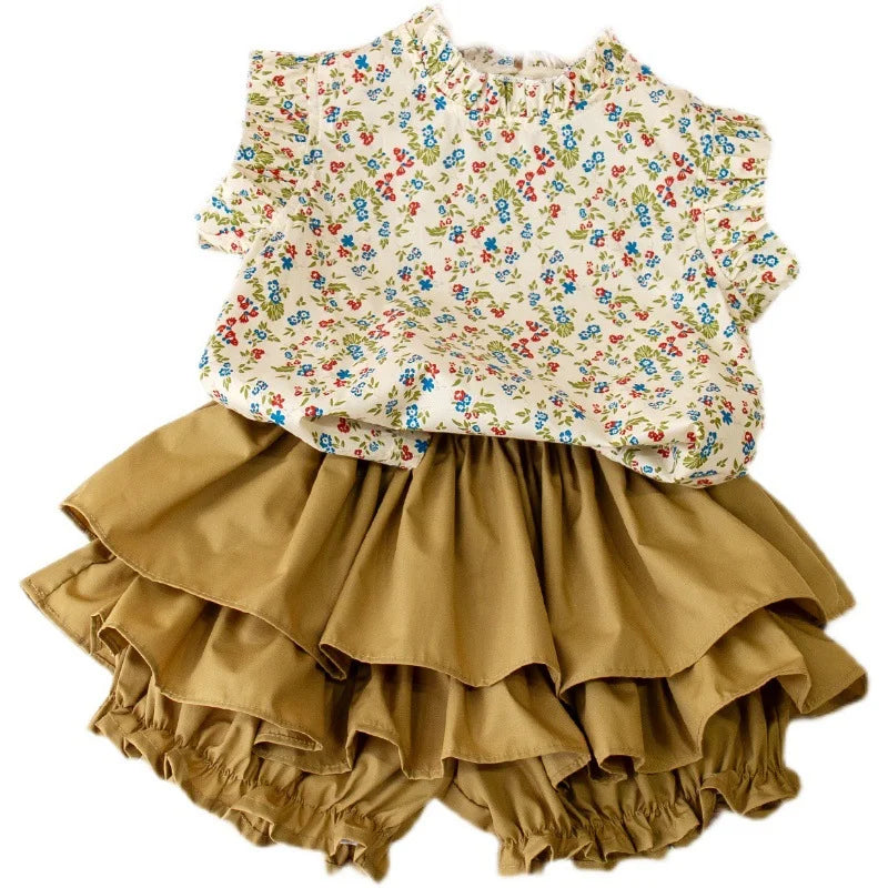 Mini Fashion™ - Zomerse Bloemen - Bloemenprint Top & Rok
