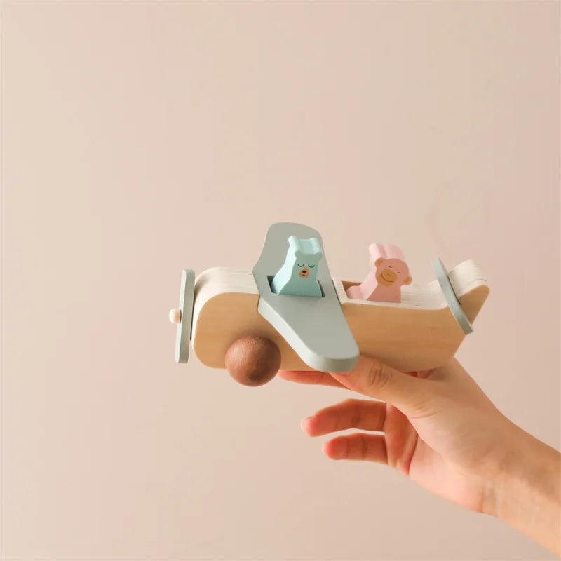 Woods™ - Bevorder Creativiteit & Motoriek - Houten Montessori Vliegtuig Speelgoed