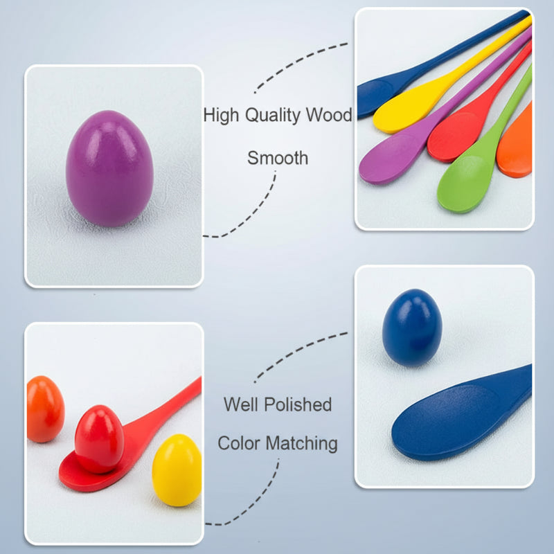 Wooden Egg Spoon Game – Motoriek & Leren – Eierrace Balans Spel