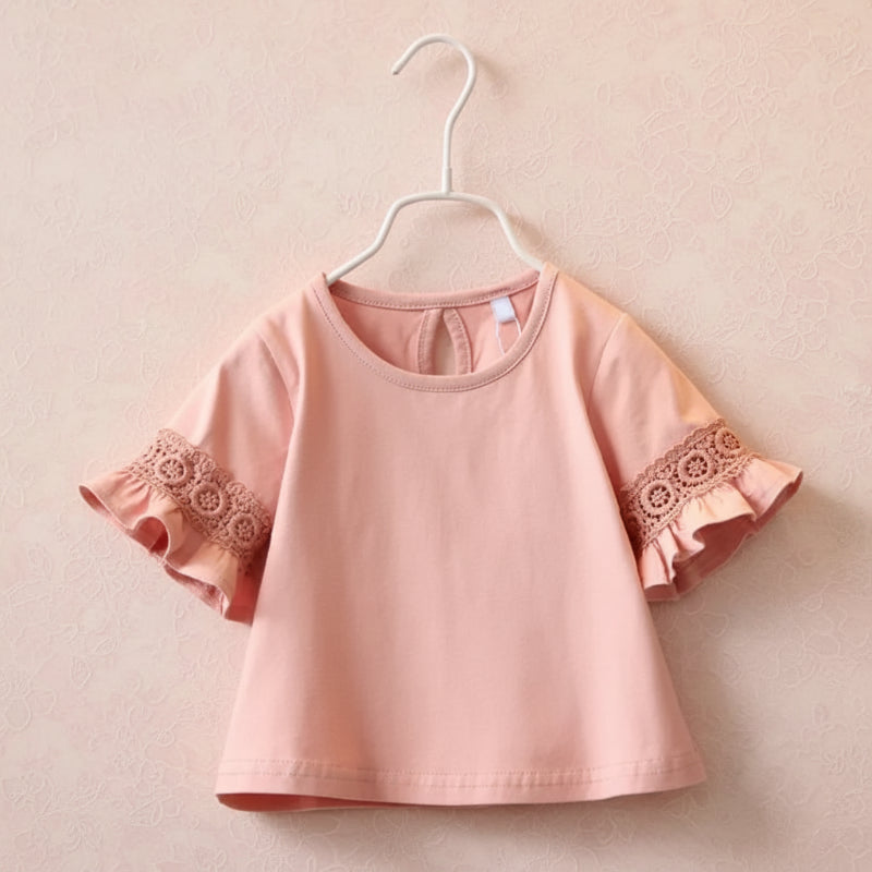 Girls Trumpet Sleeve Top – Elegant & Comfort – Kanten Mouw