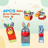 Wrist Rattle and Socks – Motoriek & Speels – Baby Rammelaars (Set van 4)