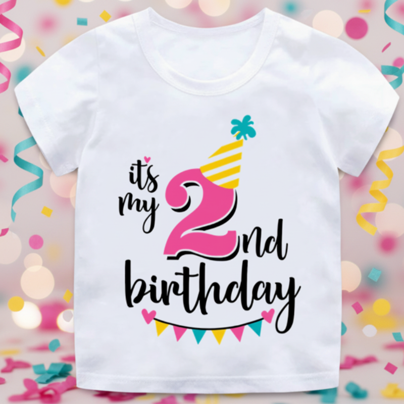 Birthday Graphic Tee – Schattig & Luchtig – Verjaardag Kinder T-shirt