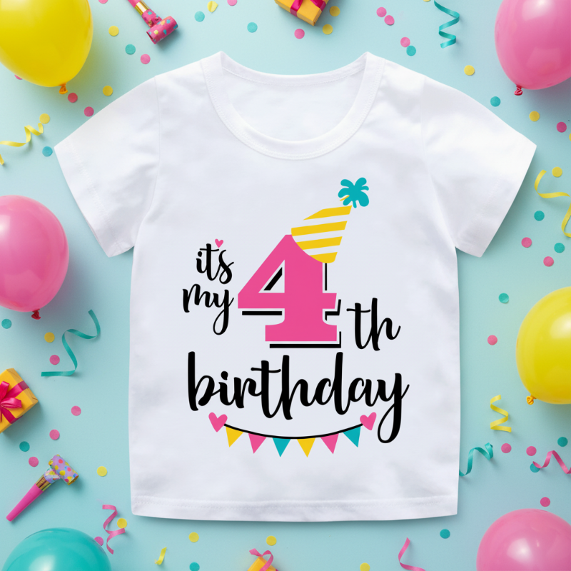 Birthday Graphic Tee – Schattig & Luchtig – Verjaardag Kinder T-shirt