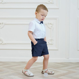 LittleDandy – Klassiek & Elegant – Katoenen Shorts met Bretels, Strikje & Overhemd