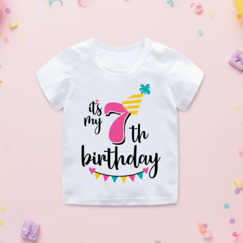 Birthday Graphic Tee – Schattig & Luchtig – Verjaardag Kinder T-shirt