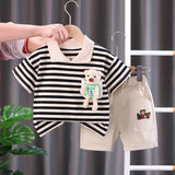 Mini Fashion™ - Streepjespak - Katoenen Kledingset