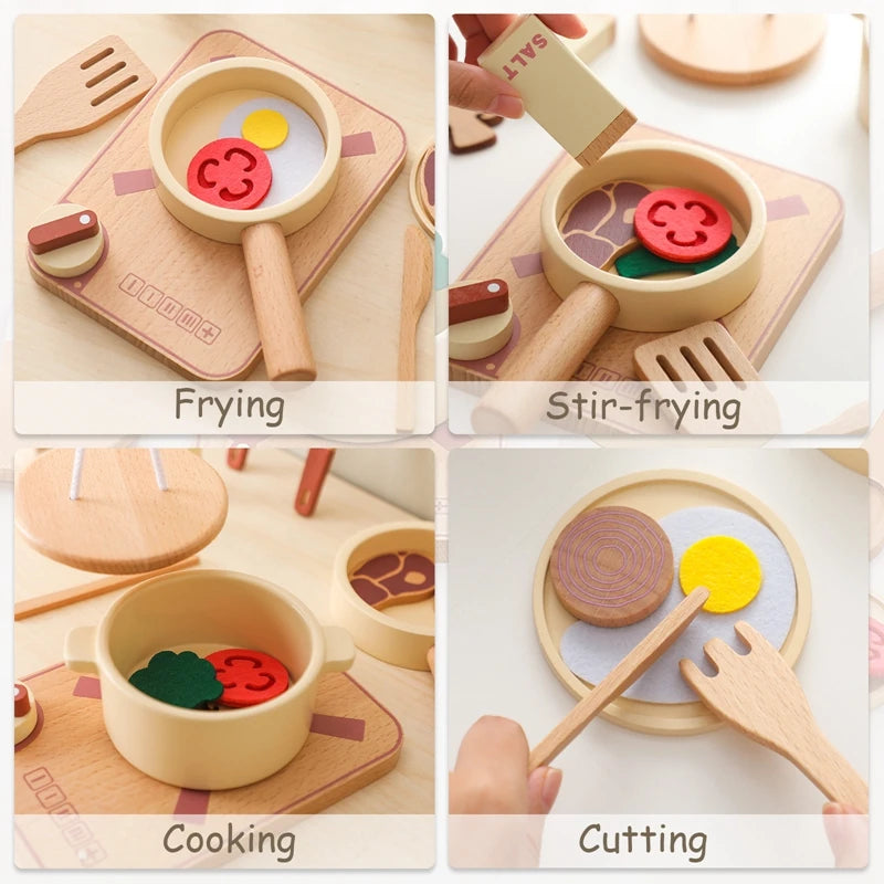 Woods™ - Mini-Chefs Aan Zet - Houten Speelkeuken Set