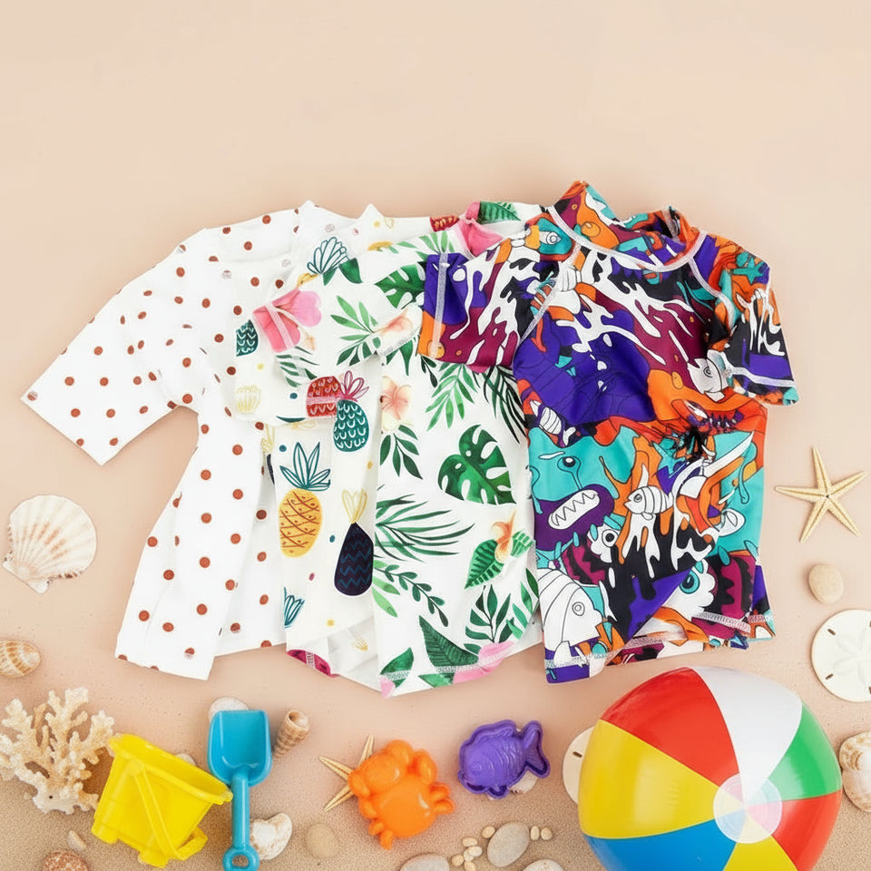 SunnyGuard – Zomers & Beschermend – Anti-UV Kinder Zwemshirt met Korte Mouwen