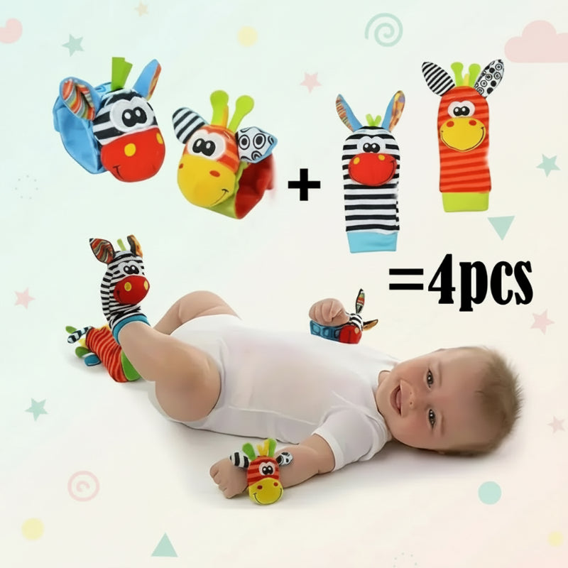 Wrist Rattle and Socks – Motoriek & Speels – Baby Rammelaars (Set van 4)