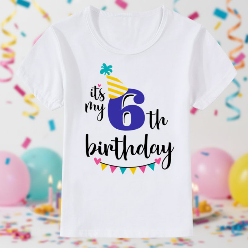 Birthday Graphic Tee – Schattig & Luchtig – Verjaardag Kinder T-shirt