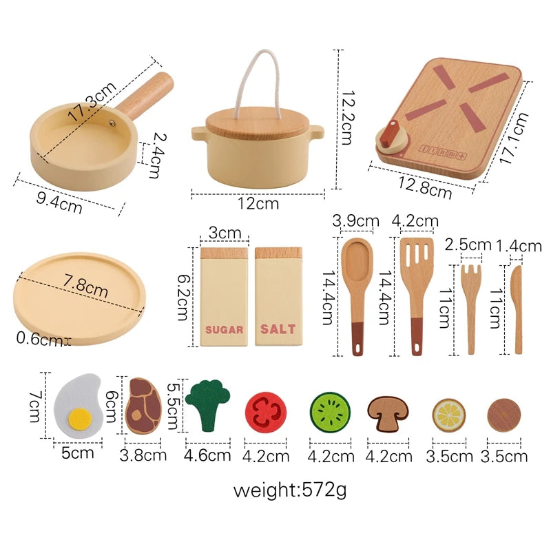 Woods™ - Mini-Chefs Aan Zet - Houten Speelkeuken Set