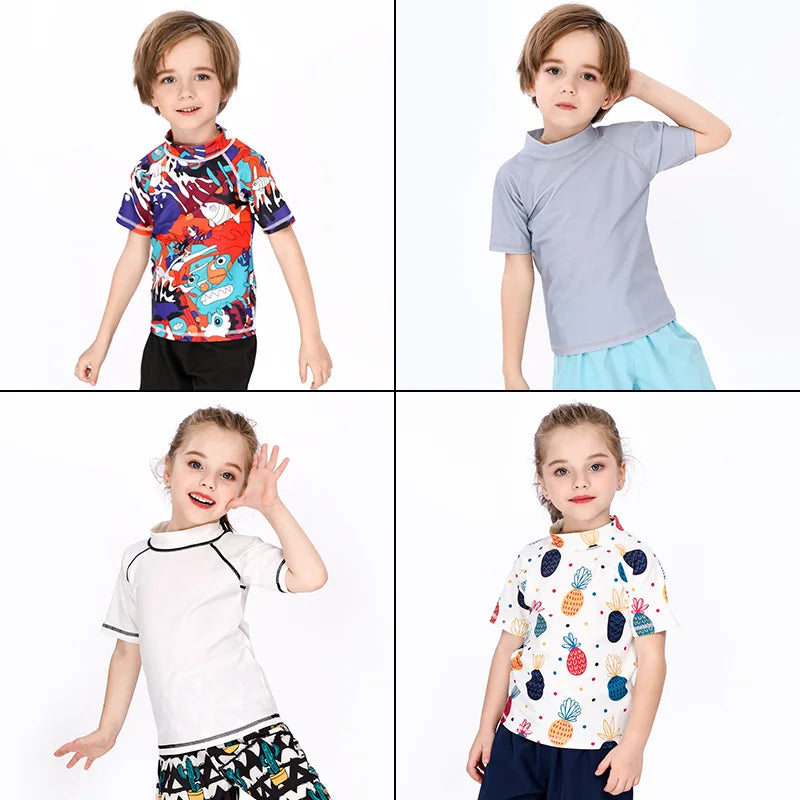 SunnyGuard – Zomers & Beschermend – Anti-UV Kinder Zwemshirt met Korte Mouwen
