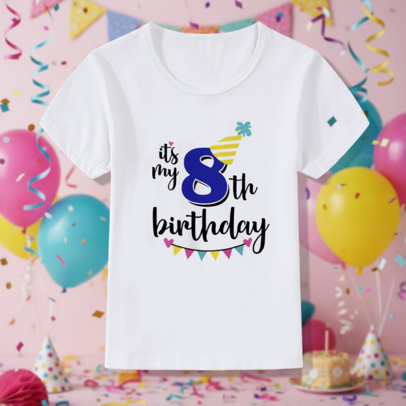 Birthday Graphic Tee – Schattig & Luchtig – Verjaardag Kinder T-shirt