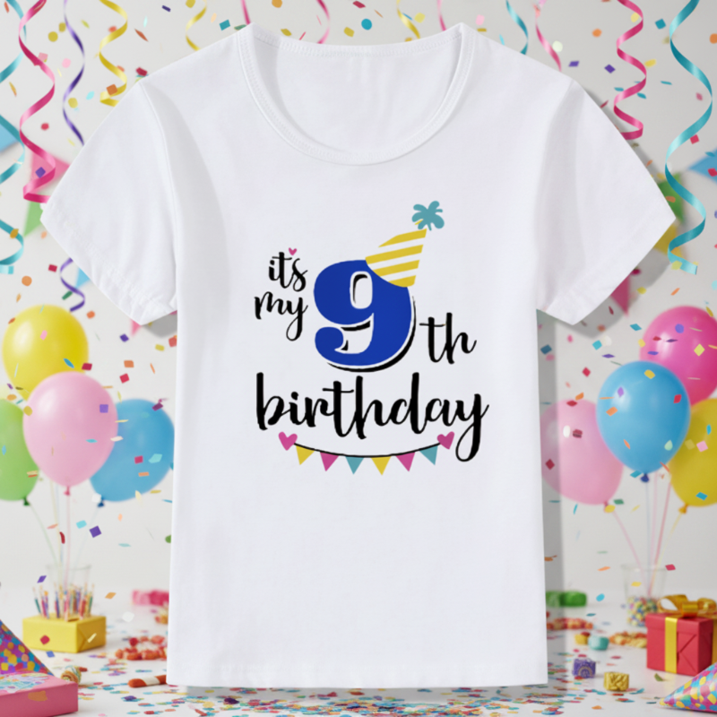 Birthday Graphic Tee – Schattig & Luchtig – Verjaardag Kinder T-shirt