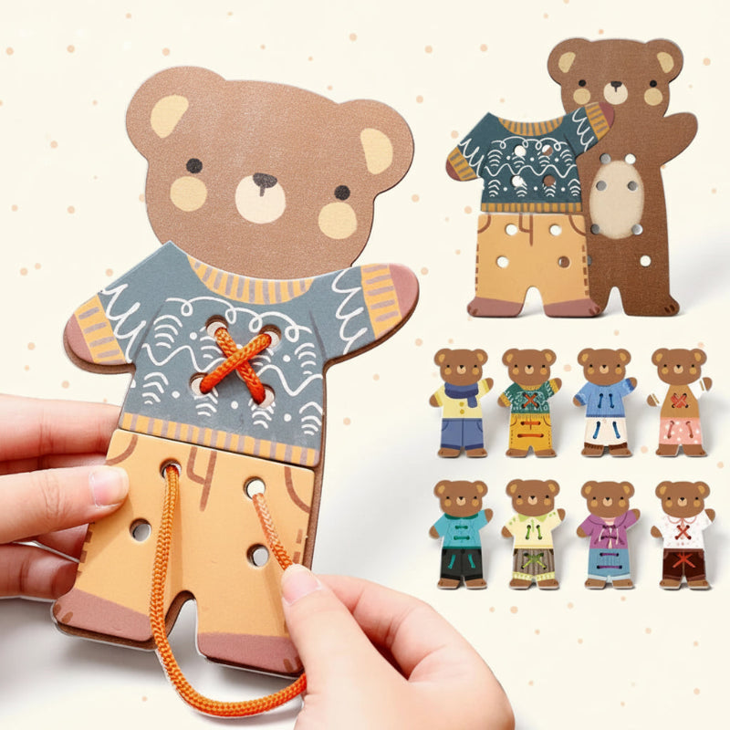 ThreadBear – Schattig & Educatief – Montessori Rijg Speelgoed Beer