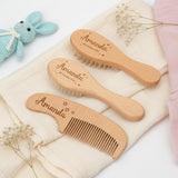 Personalized Hairbrush – Zacht & Uniek – Gepersonaliseerde Baby Haarborstel Set